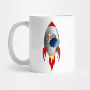 Funny Rocket Kitty (Orange Kitty) Mug